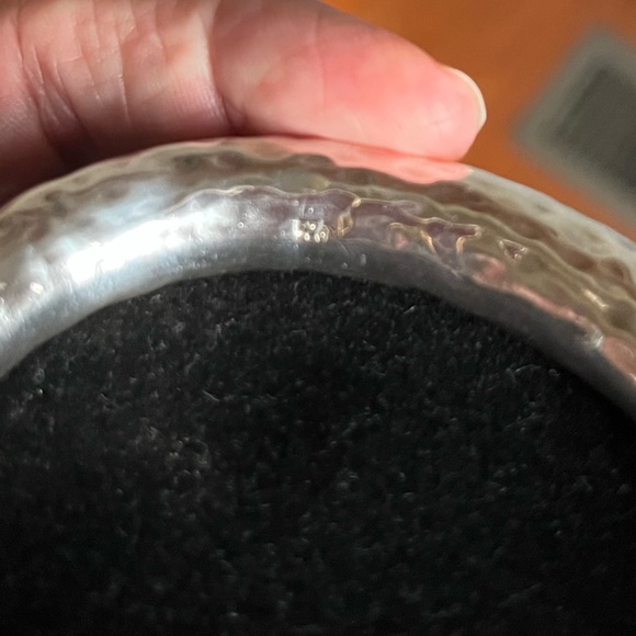 Thick chunky silver bangle bracelet is solid silver with 925 engraved in metal. - Picture 4 of 4